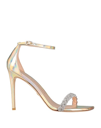 STUART WEITZMAN Sandali Platino Cuoio rigenerato, Fibre tessili