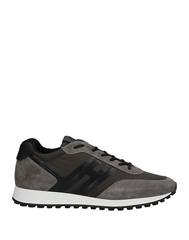 HOGAN Sneakers Military green Soft Leather, Textile fibers