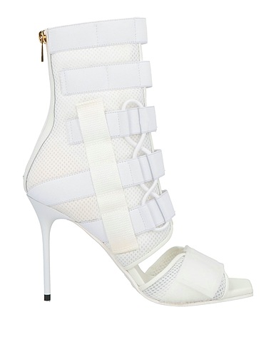 BALMAIN Ankle boot White 100% Polyester, Polyamide, Calfskin
