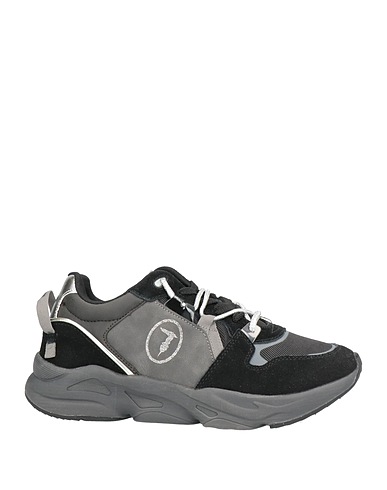 TRUSSARDI Sneakers Black Leather, Textile fibres