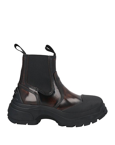 MAISON MARGIELA Ankle boot Brown Leather, Textile fibers