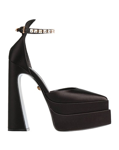 VERSACE Pump Black Soft Leather, Textile fibers