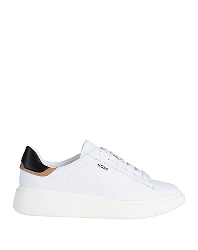 BOSS Sneakers White Soft Leather, Textile fibers