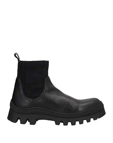 LIVIANA CONTI Ankle boot Black Soft Leather, Textile fibres