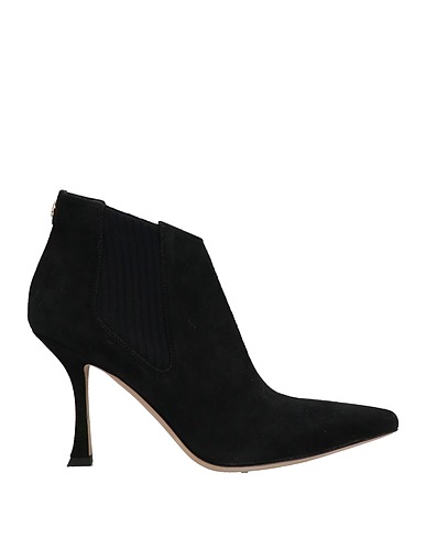 JIMMY CHOO Ankle boot Black Leather, Textile fibers