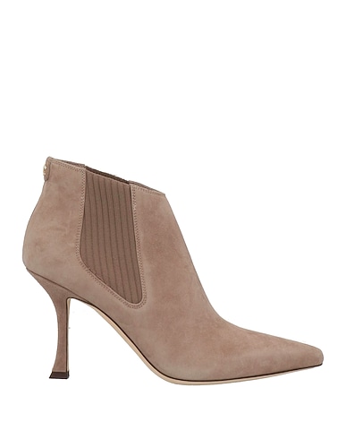 JIMMY CHOO Ankle boot Taupe Leather, Textile fibers