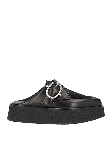 JIMMY CHOO Mules and clogs Black Soft Leather, Textile fibres