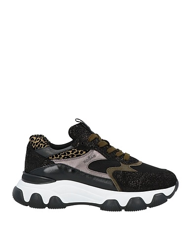 HOGAN Sneakers Black Leather, Textile fibres
