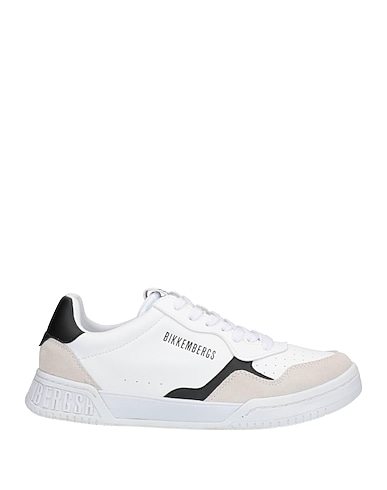 BIKKEMBERGS Sneakers White Soft Leather, Textile fibres