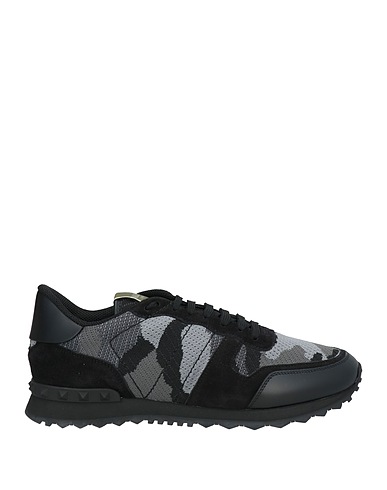 VALENTINO GARAVANI Sneakers Black Leather, Textile fibres