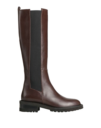 VIA ROMA 15 Boots Dark brown Soft Leather, Elastic fibres