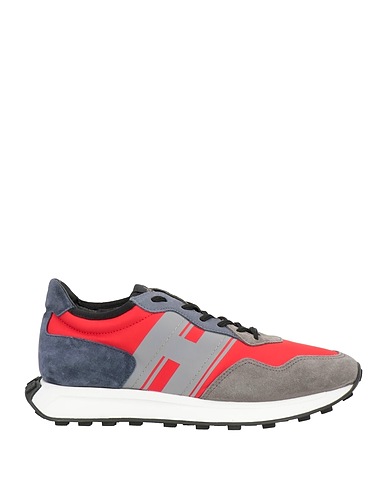 HOGAN Sneakers Red Leather, Textile fibres