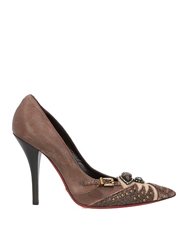 SHY Décolleté Khaki Pelle, Pelle di serpente
