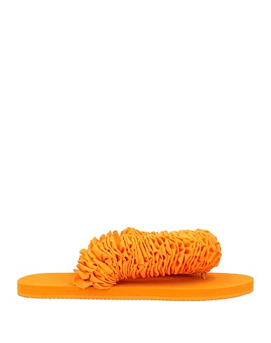 TORY BURCH Tongs Orange Cuir, Fibres textiles