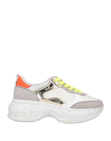 HOGAN Sneakers Ivory Leather, Textile fibres