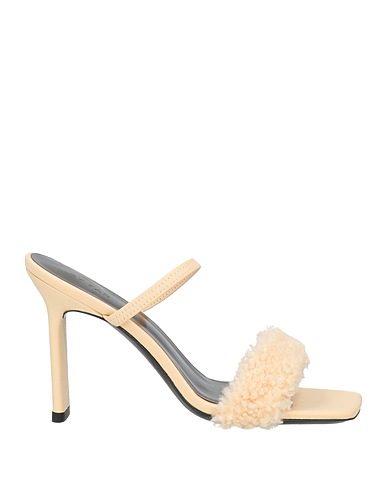 BY FAR Sandals Beige Shearling, Soft Leather