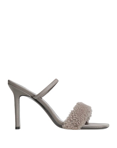 BY FAR Sandals Grey Shearling, Soft Leather