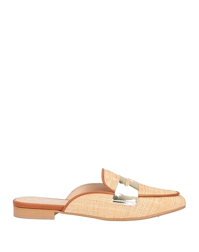 BALDININI Mules and clogs Beige Natural raffia, Calfskin
