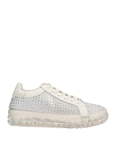 BALDININI Sneakers Off white Soft Leather, Textile fibers