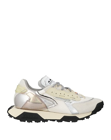 RUN OF Sneakers Beige Leather, Textile fibers