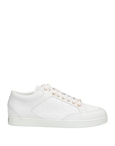 JIMMY CHOO Sneakers White Soft Leather, Textile fibres
