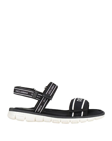 DOLCE&GABBANA Sandali Nero Fibre tessili, Pelle