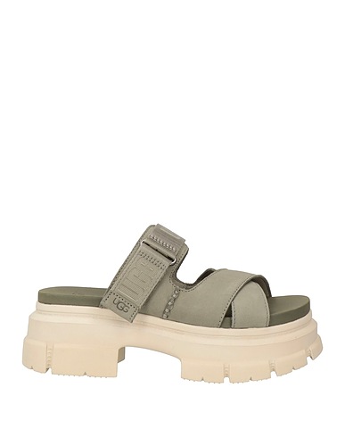 UGG Sandals Military green Soft Leather, Textile fibres