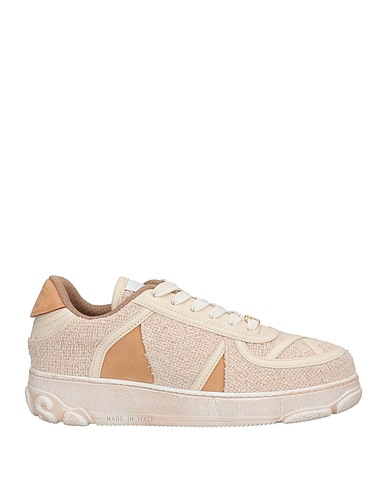 GCDS Sneakers Beige Soft Leather, Textile fibers
