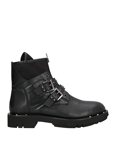 ERMANNO DI ERMANNO SCERVINO Ankle boot Black Leather, Textile fibers