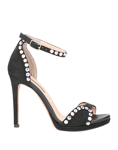 ALBANO Sandals Black Textile fibers, Swarovski® Crystal