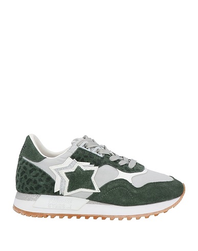 ATLANTIC STARS Sneakers Dark green Leather, Textile fibers