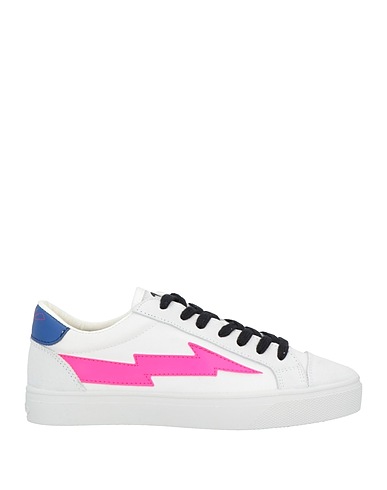 SANYAKO Sneakers White Soft Leather, Textile fibers