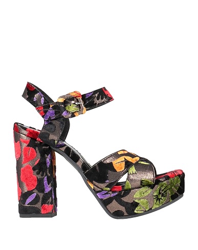 POLLINI Sandals Black Textile fibers