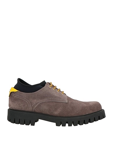 POLLINI Stringate Piombo Pelle di vitello, Fibre tessili