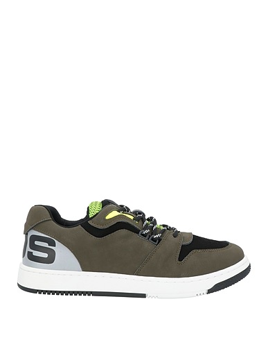 PACIOTTI 4US Sneakers Military green Leather, Textile fibres