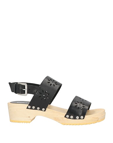 POLLINI Mules and clogs Black Calfskin