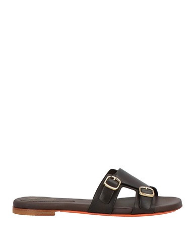 SANTONI Sandals Dark brown Leather