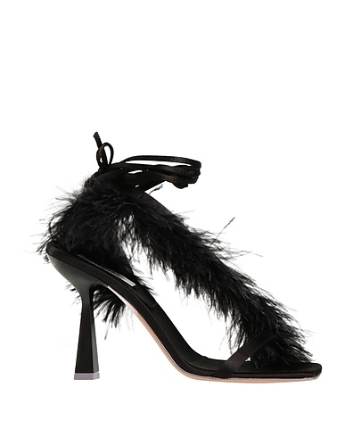 SEBASTIAN Milano Sandals Black Textile fibres, Feather