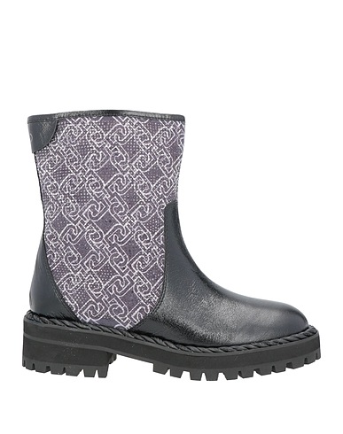 LIU •JO Ankle boot Black Leather, Textile fibers