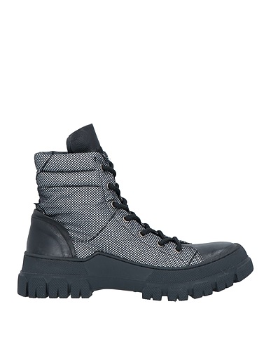 MALLONI Ankle boot Black Leather, Textile fibres