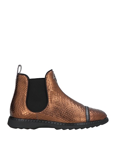 GIUSEPPE ZANOTTI Ankle boot Bronze Soft Leather, Textile fibers