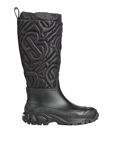 BURBERRY Stivali Nero Pelle, Fibre tessili, Gomma