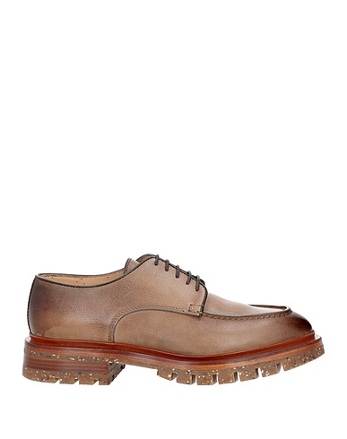 SANTONI Laced shoes Khaki Soft Leather