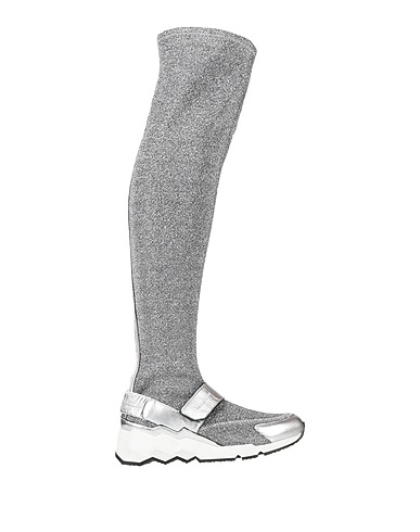 PIERRE HARDY Boots Silver Textile fibers, Soft Leather