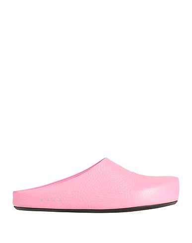 MARNI Mules and clogs Pink Soft Leather, Textile fibers
