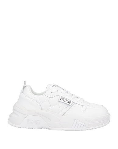 VERSACE JEANS COUTURE Sneakers White Soft Leather, Textile fibres