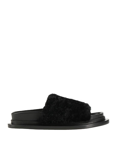 JIL SANDER Sandals Black Leather, Shearling