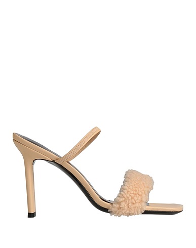 BY FAR Sandals Cream Soft Leather, Shearling