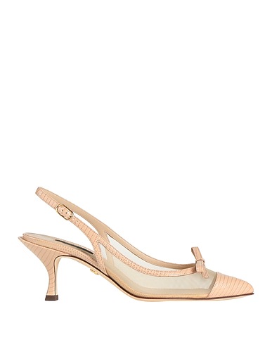 DOLCE&GABBANA Pump Beige 77% Calfskin, 21% Polyamide, 2% Textile fibers