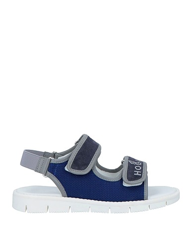 HOGAN Sandals Grey Leather, Textile fibres
